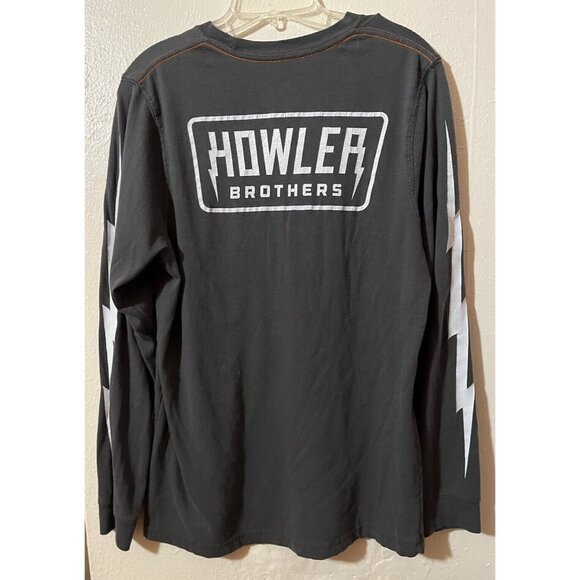 Howler Bros Men's Medium Long Sleeve Crew Neck Shirt Charcoal Gray White - Picture 3 of 5